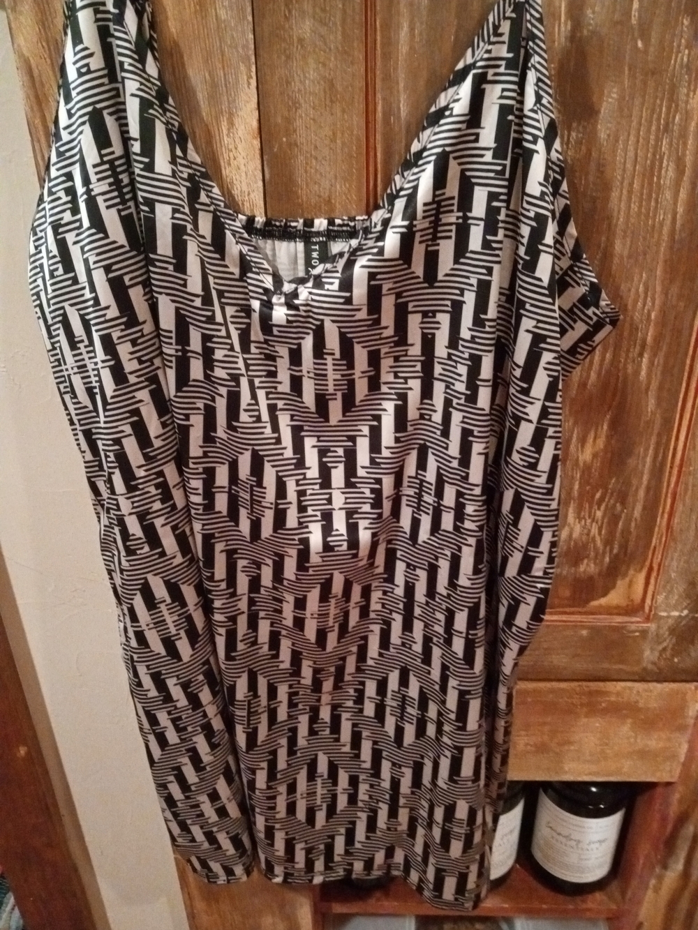 2 Fly Geometric Black & White Silk Camisole